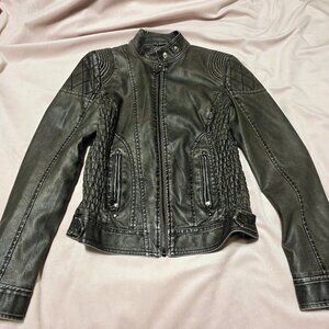 CATWALK STUDIO GUNMETAL GRAY IMITATION LEATHER JACKET